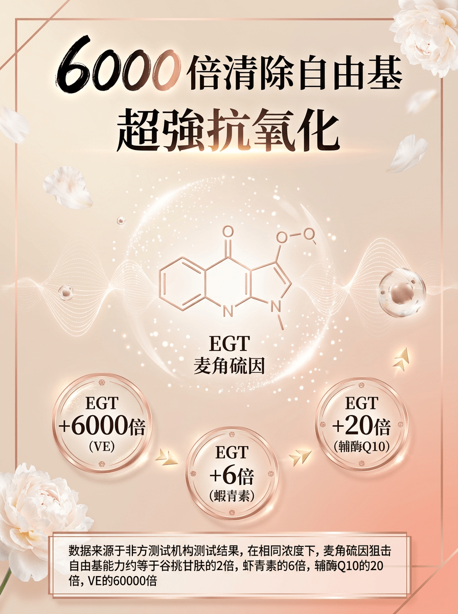 FOPIZ 麥角硫因保健食品EGT童顏瓶，抗衰老增活力，嫩膚美白，促進細胞健康的營養補充劑