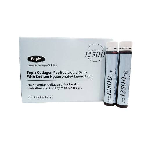 Fopiz 膠原蛋白肽營養補充劑，含12500mg膠原蛋白，支持抗衰老、補水嫩膚和提升肌膚彈性