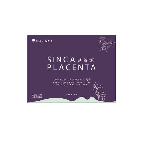 日本SINCA巢養源鹿胎盤膠囊，喚醒女性活力的高品質補充品，展示產品瓶子與包裝細節